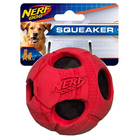 UPC: 0846998014847 | Nerf Dog 3in Bash Rubber Wrapped Tennis Ball Dog Toy – Red
