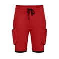 thumbnail image 5 of HOOMEUMY Men's Summer 2-In-1 Cargo Shorts Drawstring Elastic Waist Multi Pockets Beach Shorts with Zipper Red XXXL, 5 of 5