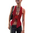 thumbnail image 2 of KelaJuan Women Flower Halter Tops Slit Hem Backless Shirt Sleeveless Crop Camisole for Streetwear, 2 of 7