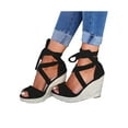 thumbnail image 2 of Womens Espadrilles Wedges Sandals Heels Open Toe Tie Lace Up Platform Ankle Strap Summer Dress Shoes, 2 of 5