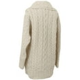 thumbnail image 3 of Aran Woollen Mills Cable Knitted Buttoned Cardigan Sweater 100% Premium SuperSoft Merino Wool Long Jacket Women`s Coat with Pockets Made in Ireland, 3 of 4