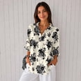 thumbnail image 4 of Nyfairy Plus Size Women's Floral Embossed Print Long Sleeve Button Down Casual Shirt, 4 of 5
