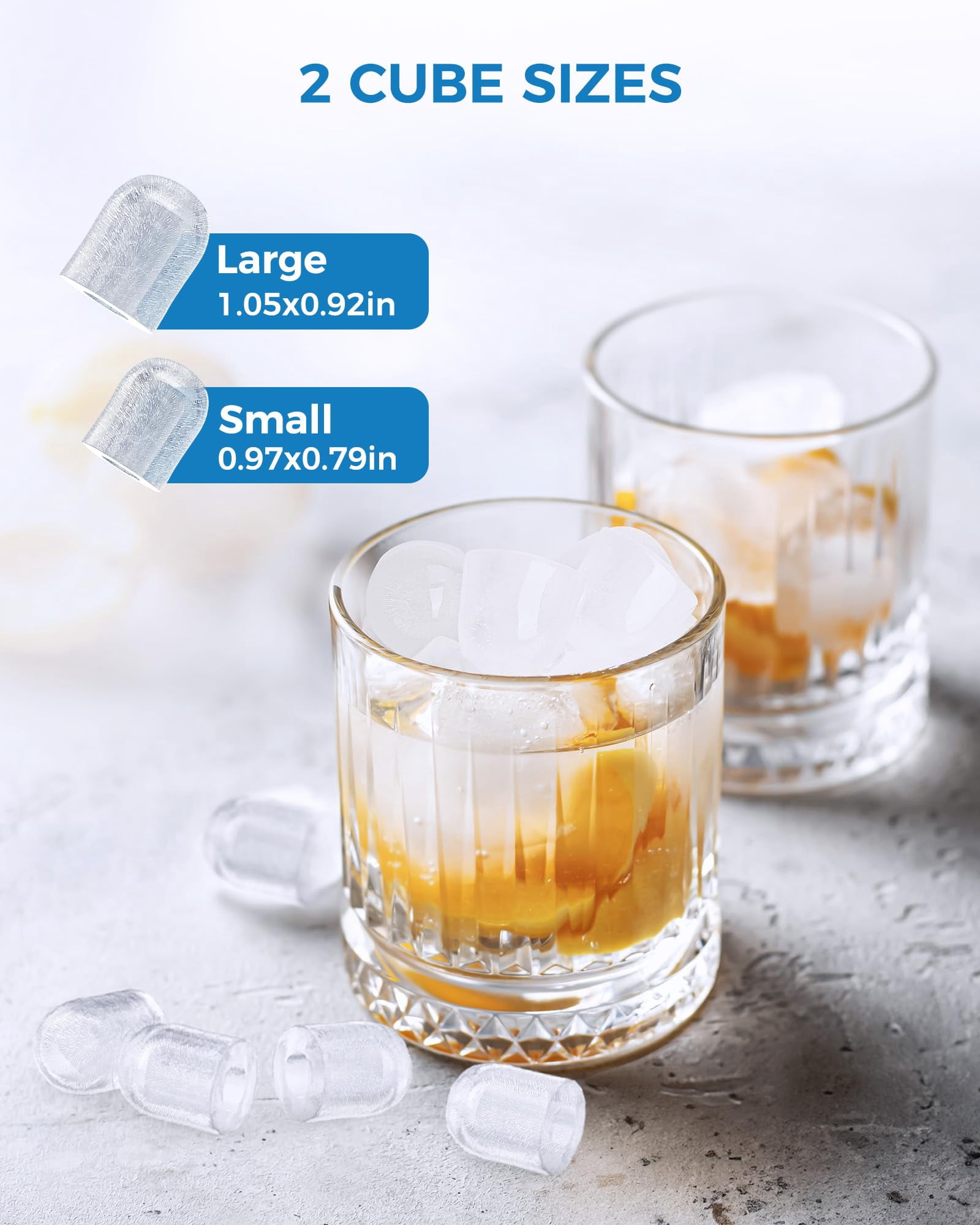 Auseo Countertop Ice Maker Machine 26 lbs/24H, 2 Sizes of Bullet Ice, 9 Bullet-Shaped Ice in 6 Min, Auto-Cleaning, Black