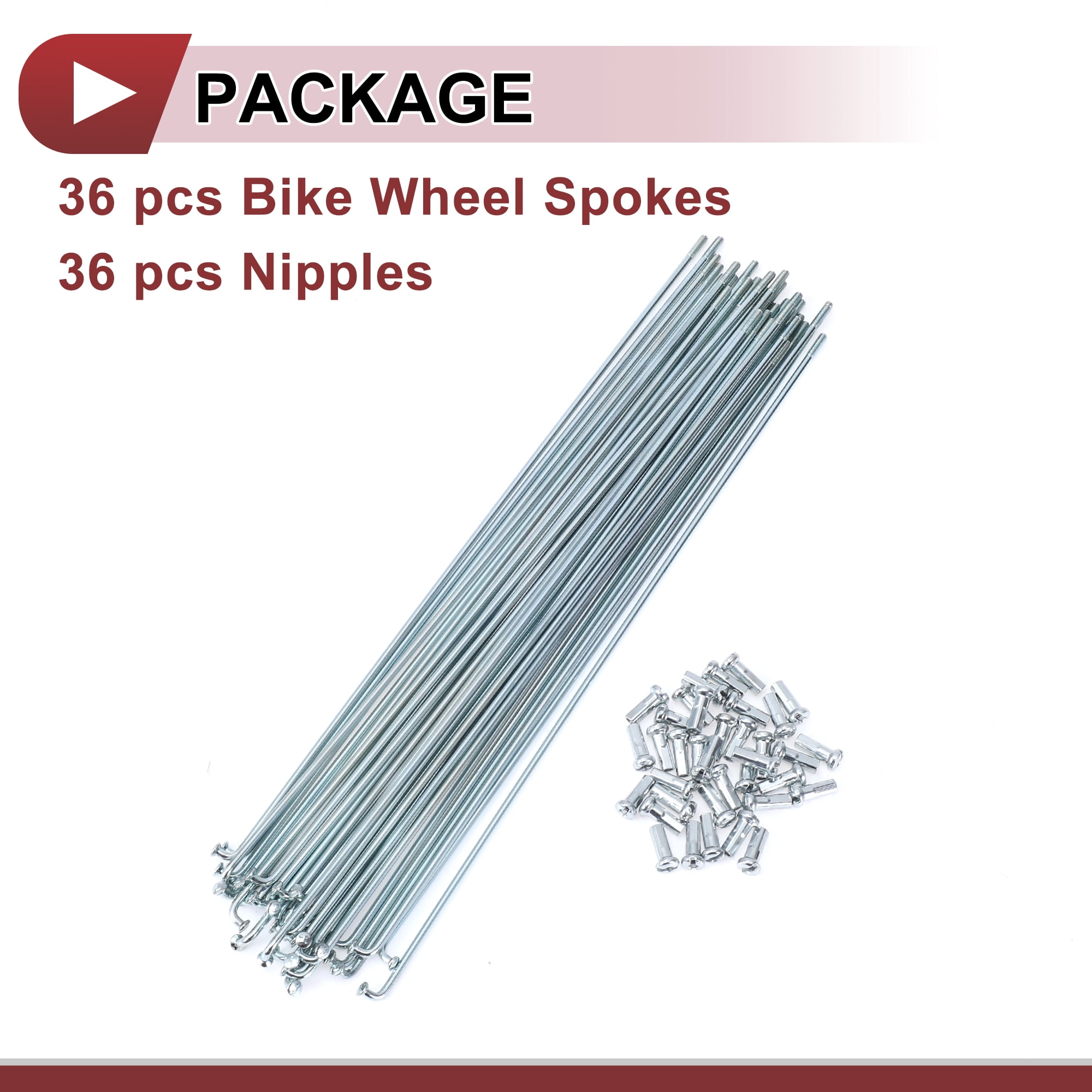 Unique Bargains 36Pcs 13G Bike Wheel Spokes Galvanized Carbon Steel Silver Tone 9.25"