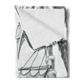 thumbnail image 2 of Vintage Boat Soft Flannel Fleece Blanket, Hammock and Palm Trees Holiday Relaxation at Coast Tropical Landscape, Cozy Plush for Indoor and Outdoor Use, 50" x 70", Charcoal Grey White, by Ambesonne, 2 of 5