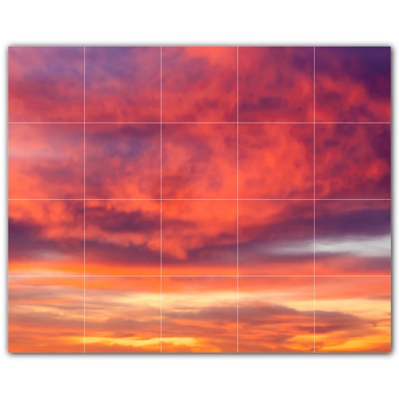 Picture-Tiles.com: Sunset Ceramic Tile Wall Mural WAL500992-54S. 21.25"W x 17"H using (20) 4.25" x 4.25" Ceramic Tiles-Satin Finish