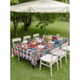 thumbnail image 4 of Outdoor Tablecloth with Umbrella Hole for Patio/Picnic/Party/Camping, Independence Day Waterproof Table Cloth Rectangle Table Cover Washable, Poppy Blue Floral Buffalo Plaid (60"x 84"), 4 of 8