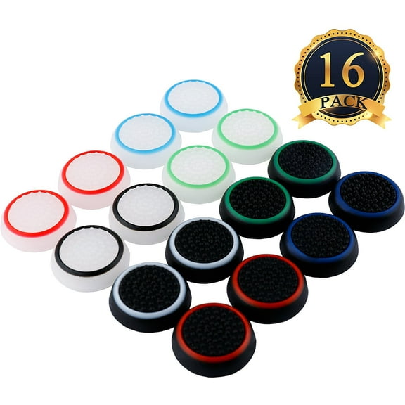 XFUNY 8 Pairs/16 PCS Replacement Silicone Analog Controller Joystick Luminous Thumb Stick Grips Caps Cover for PS4 PS3 PS2 Xbox One/360 Game Controller