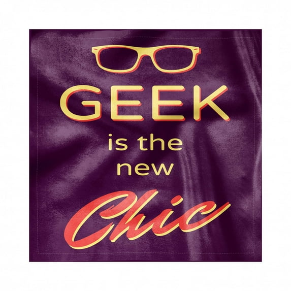 Geek Decorative Napkins Set of 4, Typography Art Motivational Geek Words for Hipster Subsculture Theme, Silky Satin Fabric for Brunch Dinner Party, 18", Vermilion Mustard, by Ambesonne