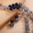 thumbnail image 5 of 3-layered Chunky Crystal Beaded Necklace with Earrings Set Braided Round Balls Statement Necklace for Women Accessories (Grey), 5 of 13