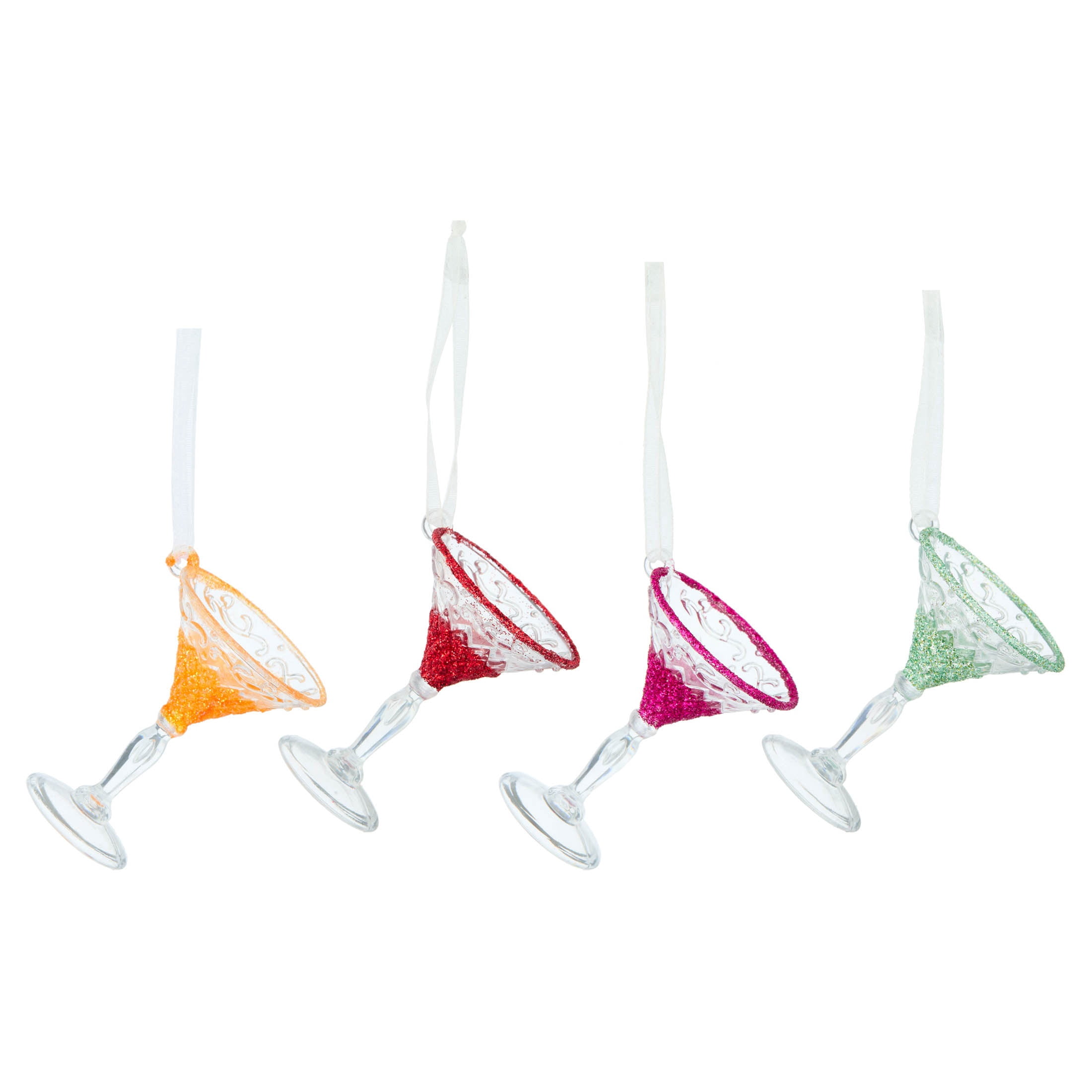 4-Count Multicolor Cocktail Mini Christmas Ornaments, 2", by Holiday Time