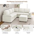 thumbnail image 4 of EUROCO 2000LBS 84" Modern U Shaped Sectional Sofa Set, 6 Seat Velvet Upholstered Corner Couch with Ottoman, Armrest Pillow, Indoor Furniture for Living Room, Apartment, Office, Beige, 4 of 8