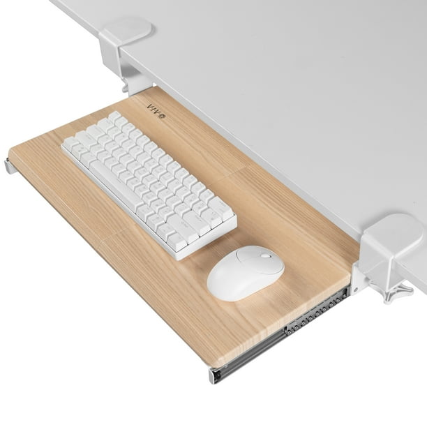 VIVO Light Wood Small Clampon Computer Keyboard & Mouse Under Desk