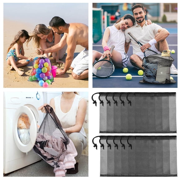 12 Pcs Durable Small Mesh Bags Bag Camping Polyester Drawstring Bag Durable Mesh With Drawstring Cord Lock Closure For Toys Laundry Seasonal Clothes Storage under Bed Drawers with Wheels College Dorm