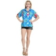 thumbnail image 5 of HAPPY BAY Women's Floral Beach Blouses Shirt TShirts Short Sleeve Button Up Dress Tops Tee Shirts Hawaiian Blouses for Women S Flower Aloha, Blue, 5 of 5