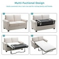 thumbnail image 3 of Sleeper Sofa Bed, 57.4" L Pull Out Sofa Bed with Premium Twin Size Mattress Pad, 2-in-1 Pull Out Couch Bed, Loveseat Sleeper for Living Room, Apartment (White), 3 of 9
