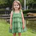 thumbnail image 2 of Gubotare Baby Princess Dress Baby Girls Tutu Dress Summer Sleeveless Backless Princess Birthday Party Dresses Smocked Ruffle Tulle Bowknot Sundress (Green,Size 3-4 Years), 2 of 9