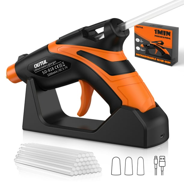 Hot Glue Gun 15W Full Size Cordless Melt Glue Gun with Charging Stand & 30 Glue Sticks & 3