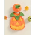 thumbnail image 3 of RUINIXCW Toddler Baby Girl Boy Halloween Pumpkin Costume Newborn Infant Baby Fall Halloween Outfit Sleeveless Top Hat Cosplay Party Dress Up Clothes, 3 of 9