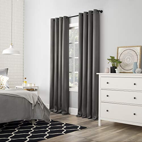 Sun Zero Lichtenberg Blackout Thermal Grommet Curtain 2 Panel (Grey 104 in X 96 in)
