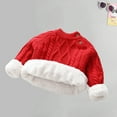 thumbnail image 4 of Scyoekwg Baby Sweaters for Girl Newborn Infants Toddler Baby Boys Sweaters Long Sleeve Round Neck Winter Fleece Thickened Warm Sweaters Pullover (Red,6 Months), 4 of 5