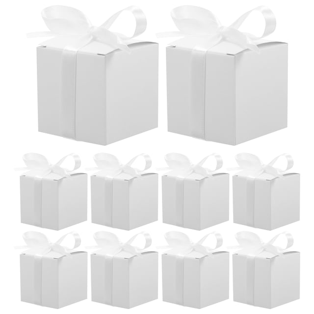 WORGEOUS 50 Uds. Cajas de almacenamiento de dulces cuadradas blancas, cajas de dulces de papel para bodas, recuerdos de fiesta