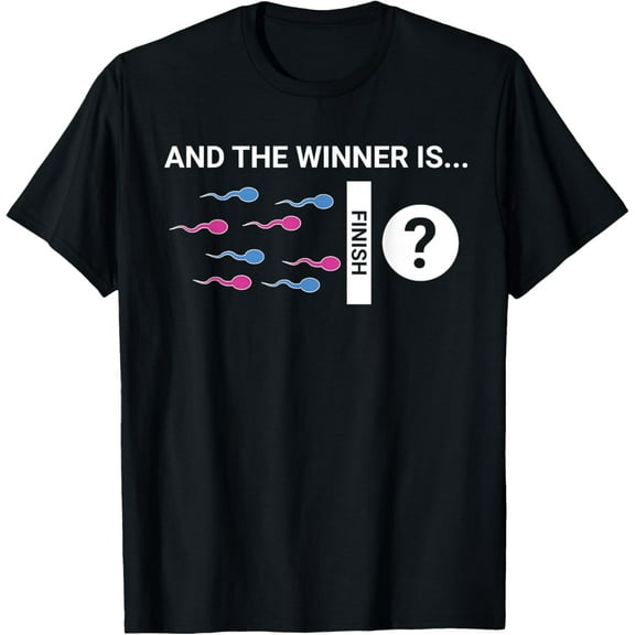 men and women can wear，The Winner Is: Cute Baby Gender Reveal Party Joke T-Shirt T-Shirt
