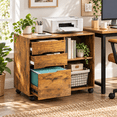 thumbnail image 6 of 3-Drawer Rolling File Cabinet with Large Open Storage Shelves, Lateral Mobile Printer Stand for Home Office, White-Wash Finish, 30.7" L x 15.2" W, 6 of 8