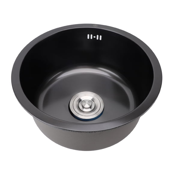 Single Bowl Kitchen Sink, Simple Design Round Shape Stainless Steel Undermount Small Kitchen Sink Large Capacity  for Bar