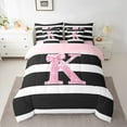 thumbnail image 2 of Feelyou Girls Glitter K Twin Bedding Sets 7-Piece, Initial A to Z Letter Bedding Comforter Set, Bling Diamond Ribbon Reversible Sheet Sets, Breathable Home Decor, 2 of 7