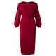 thumbnail image 5 of Moda mujer Color sólido elegante cinturón Delgado Color sólido manga larga vestido falda larga Pompotops qwe12617, 5 of 9