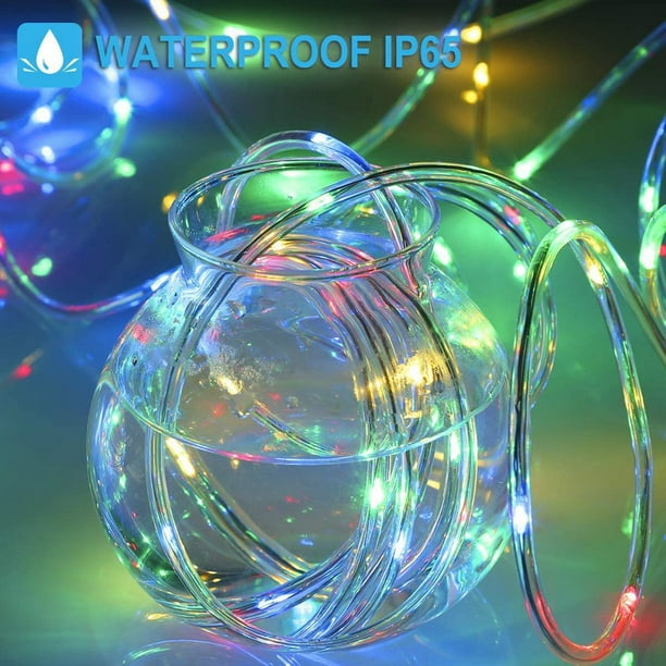 Rope Light, 33ft 100 Led RGB Color Changing Outdoor Waterproof String Light  with Plug, 32 Button Remote Control Change 16 Colors 
