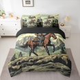 thumbnail image 2 of Homewish Western Horse Animal Bedding Comforter Set 7pcs, Retro Cartoon Cowgirl Queen Bedding Sets, Teens Kids Adult Reversible Queen Sheet Sets, Breathable Home Decor, 2 of 7