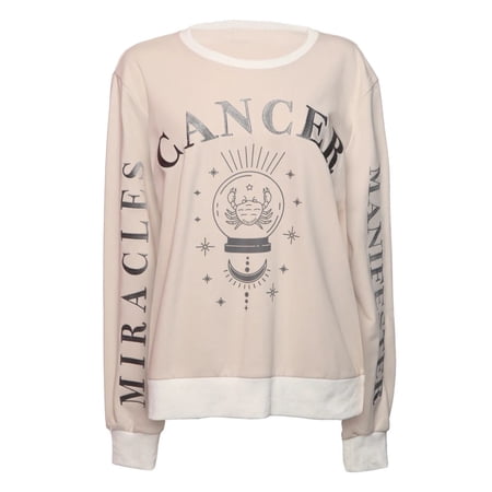 Cancer Women's 100% Premium Cotton Beige/White Crewneck Pullover Sweatshirt - Size XL - Miracles Manifester