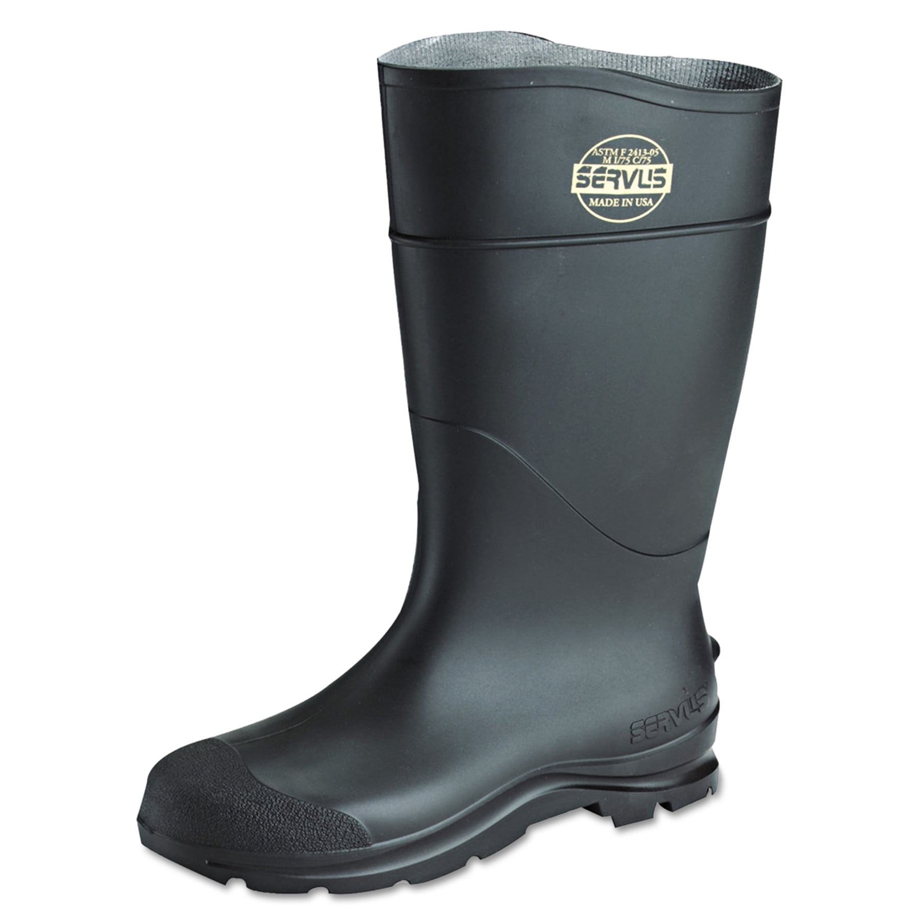 Size 15 Comfy & Durable PVC Steel Toe Rain Boots w/ Contour Molded Insole 16" 