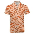 thumbnail image 4 of Tiger Print - Orange Men Zipper T-shirt Summer Casual Short Sleeve T-shirt Top, 4 of 7