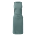 thumbnail image 4 of Durtebeua Women's Retro Ruffle Style Slim Work Pencil Dress Green,L, 4 of 5