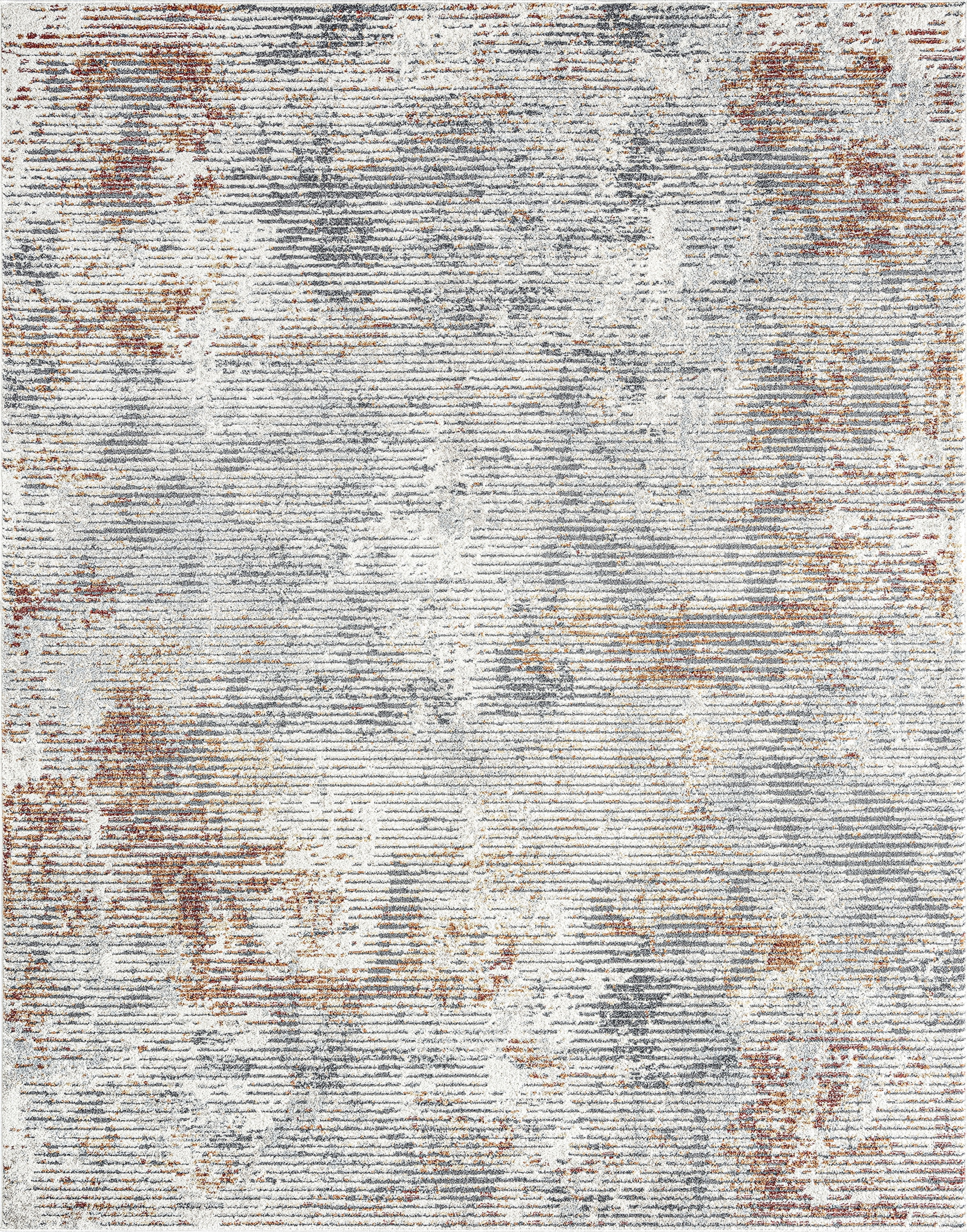 Contemporary 9x12 Area Rug (8'10'' x 12'2'') Abstract Gray, Rust Living Room Easy to Clean