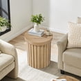 thumbnail image 3 of Queip Extra Small Accent Table, Fluted Fir and MDF Wood Round Side Tables, Mid Century Modern Short End Table for Living Room Couch, Bedroom, Nightstand End Tables for Small Space-Brown, 3 of 11