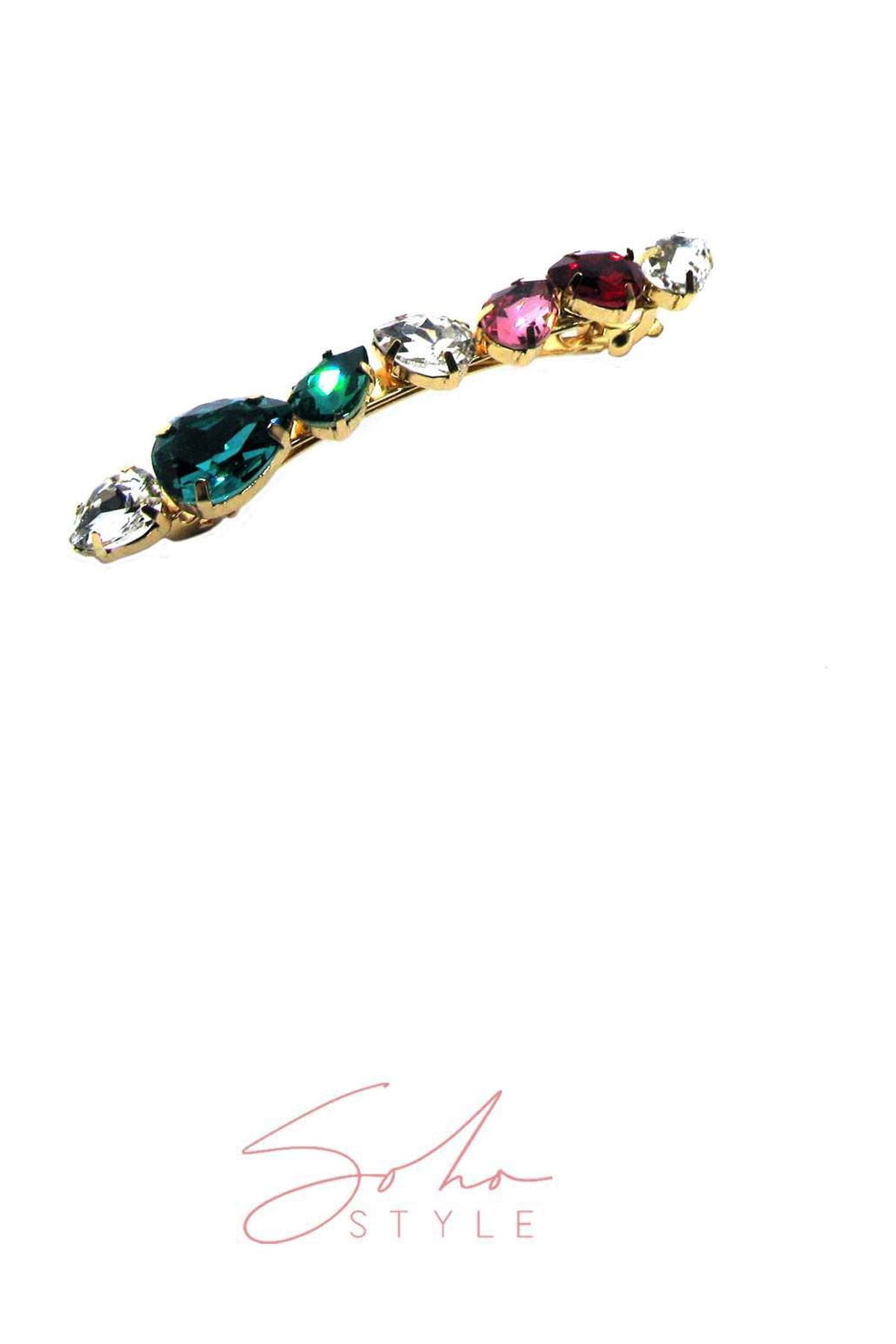 Multi-Colored Bejeweled Barrette