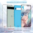 thumbnail image 2 of Casetego for Google Pixel 6A Case,[5 in 1] with 2 Pack Screen Protector + 2 Pack Camera Lens Protector,Marble Pattern Full Body Rugged Shockproof Protective Cover,Blue Gray, 2 of 8
