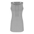 thumbnail image 5 of 2026 Fashion Women Dresses Summer Solid Color Sleeveless Hooded Drawstring Leisure Loose Dress, 5 of 7