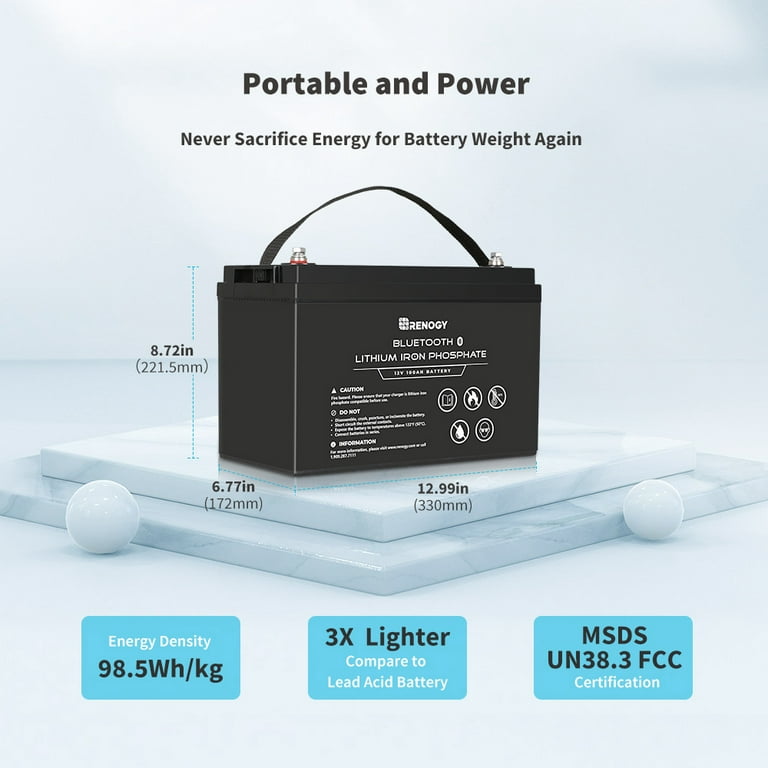 RENOGY 12V BT 100Ah 200Ah LiFePo4 Lithium Batterie Smart BMS Akku mit,  632,10 €