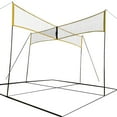 Fisca Portable 2 in 1 Four Square Volleyball Nets Set, Metal Bar Portable Badminton Volleyball