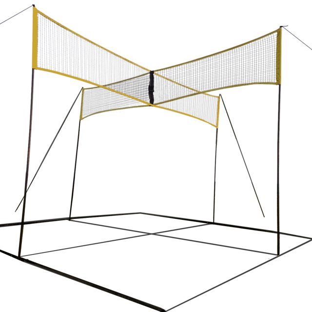 Fisca Portable 2 in 1 Four Square Volleyball Nets Set, Metal Bar