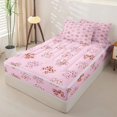 thumbnail image 2 of Homewish Cute Pet Paws Zipper Full Size Comforter Sets with Fitted Sheet and 2 Pillowcases For Kids,Pink Bow Knot Zipper Bedding Set For Girls,Pink Reversible,4 Pieces, 2 of 7