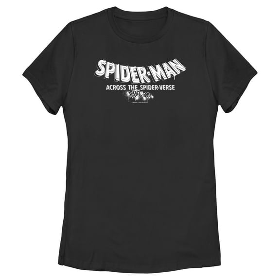 Women's Spider-Man: Across the Spider-Verse Movie Logo White Graphic Tee Black 2X Large