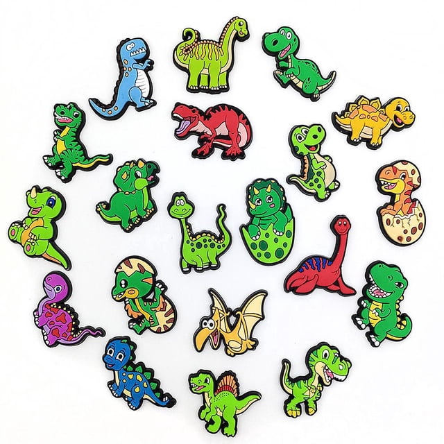 20 Pices Dinosaure Srie Trou Chaussures Chaussures Fleur Jardin Chaussures Accessoires Dcoratifs Pvc Matriau Souple Cro