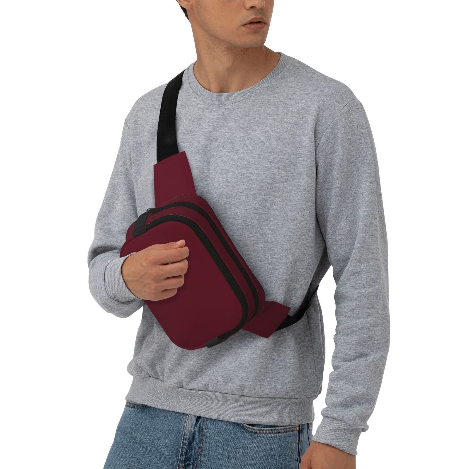 Hirioo Maroon for Double Layer Waist Bag Adjustable Fanny Pack For Travel Running Hiking