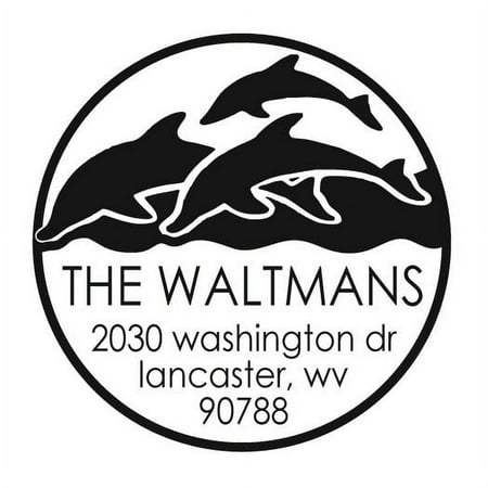 Personalized Round Self-Inking Rubber Stamp - Dolphins